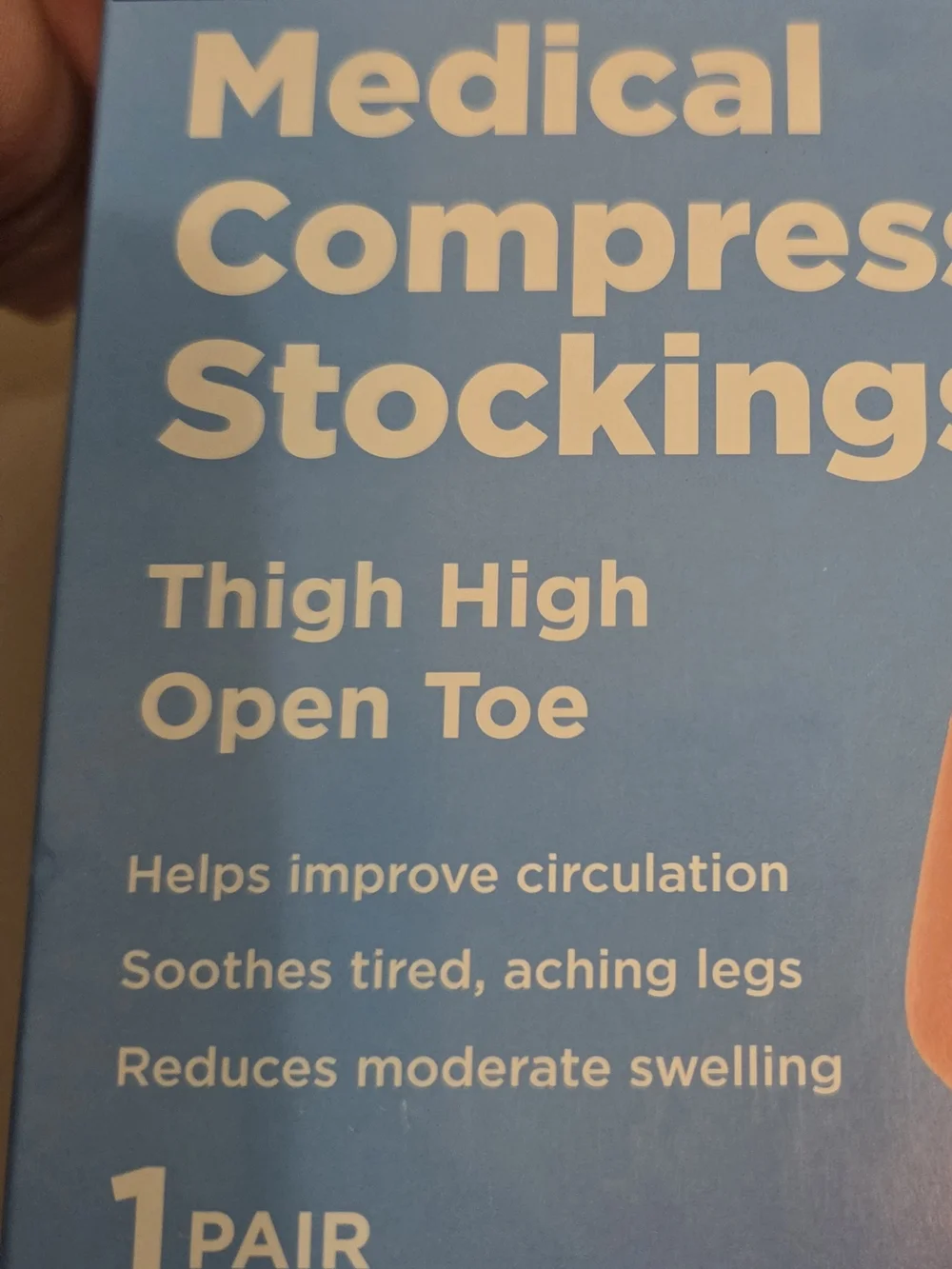 Amazon Medical Compression Stockings 2XL Beige Thigh High Open Toe New